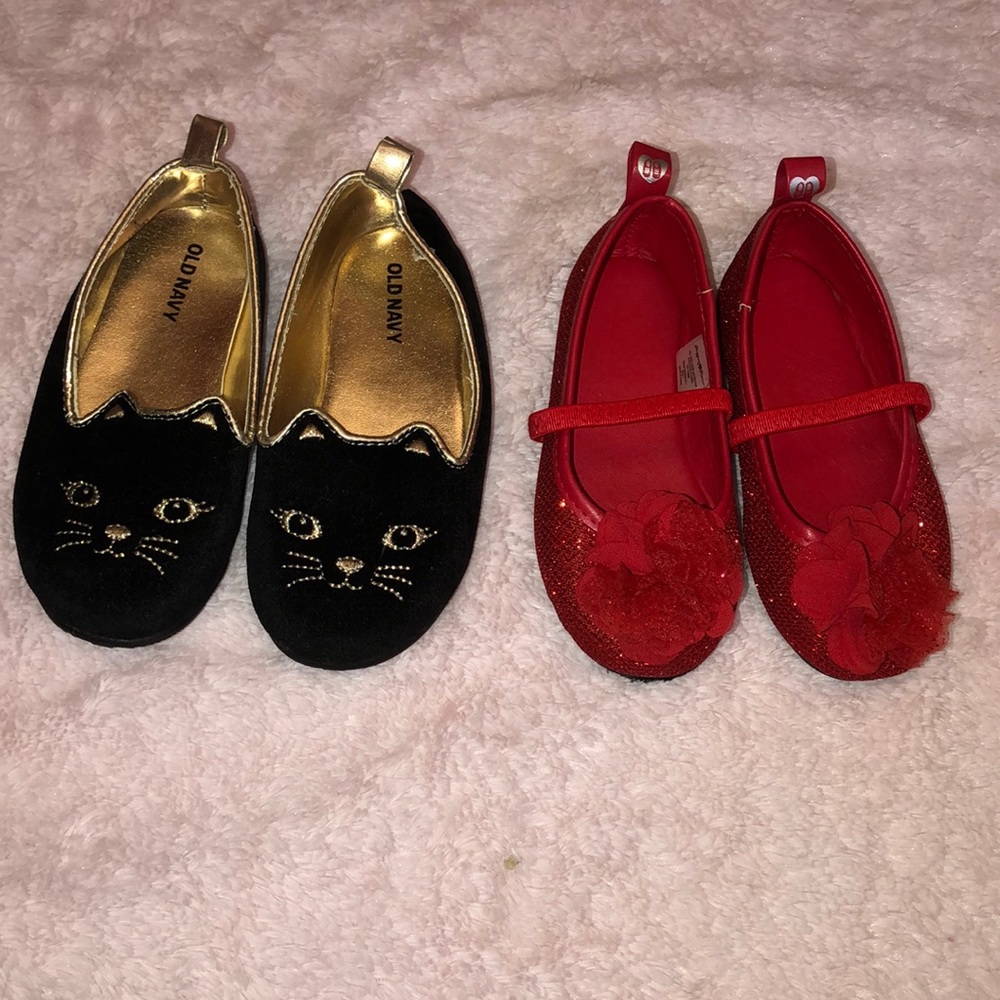 Toddler shoes- Black size 8 and Red size 7